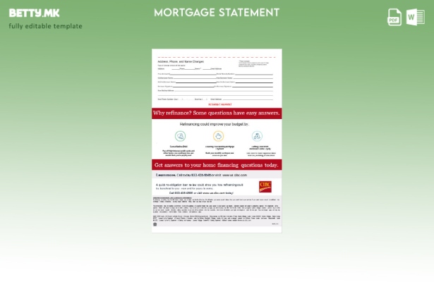 модерен стил USA CIBC банкарски извештај за хипотека во Word и PDF формати, ша 1